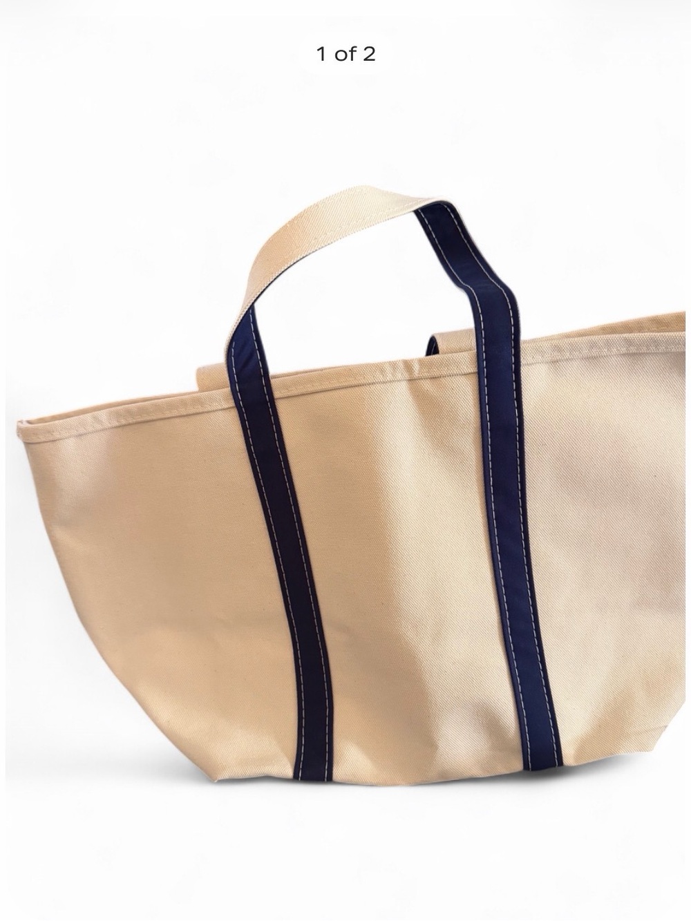 LL Bean cream + navy tote bag NWT #totebag #beachy #summer